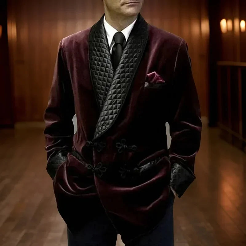 Blazer Long Velours Homme Rouge – CLEVI Paris