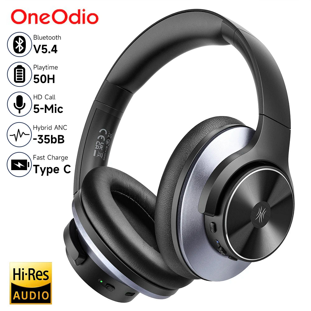 Casque Oneodio A10 ANC Hybride Bluetooth 5.4 Hi-Res Audio 5 Micros – CLEVI Paris