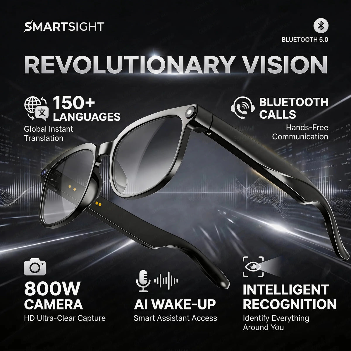 Lunettes IA 4K 8MP WiFi ChatGPT Traduction 150 Langues – CLEVI Paris