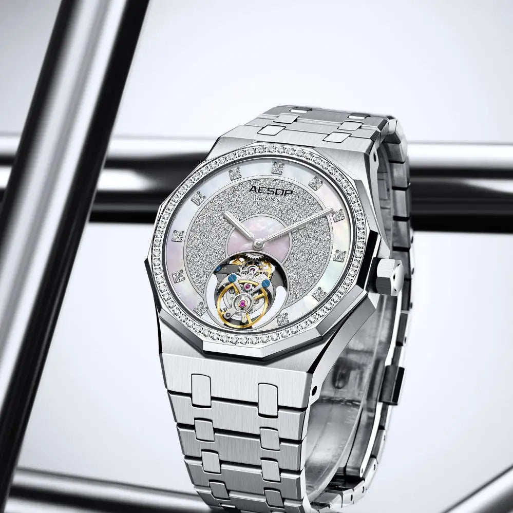Montre Mécanique Tourbillon Volant AESOP 7089 Squelette Double Face Saphir – CLEVI Paris