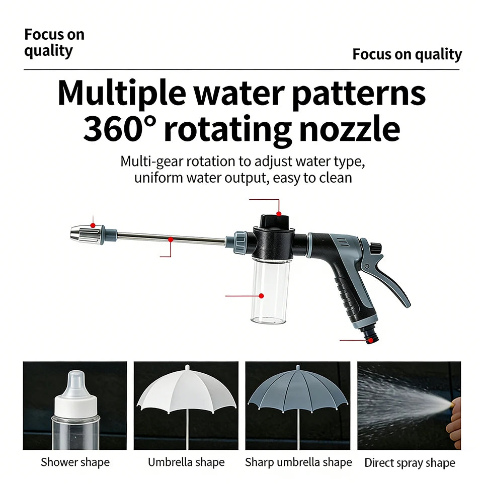 Pistolet d'Arrosage Haute Pression 360° Rotatif — Lavage Voiture & Jardin — CLEVI Paris