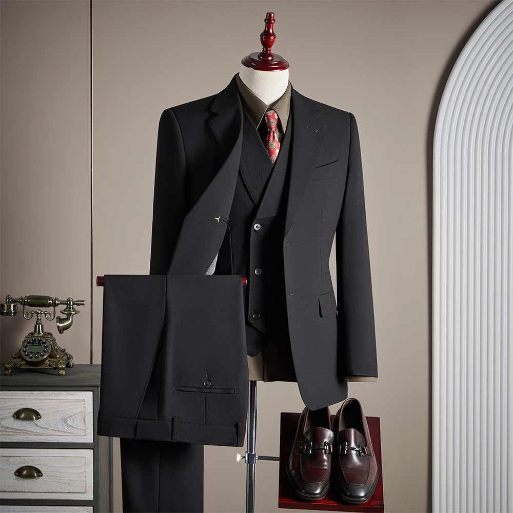 Costume 3 Pièces Homme Laine Coupe Slim Banquet Mariage – CLEVI Paris