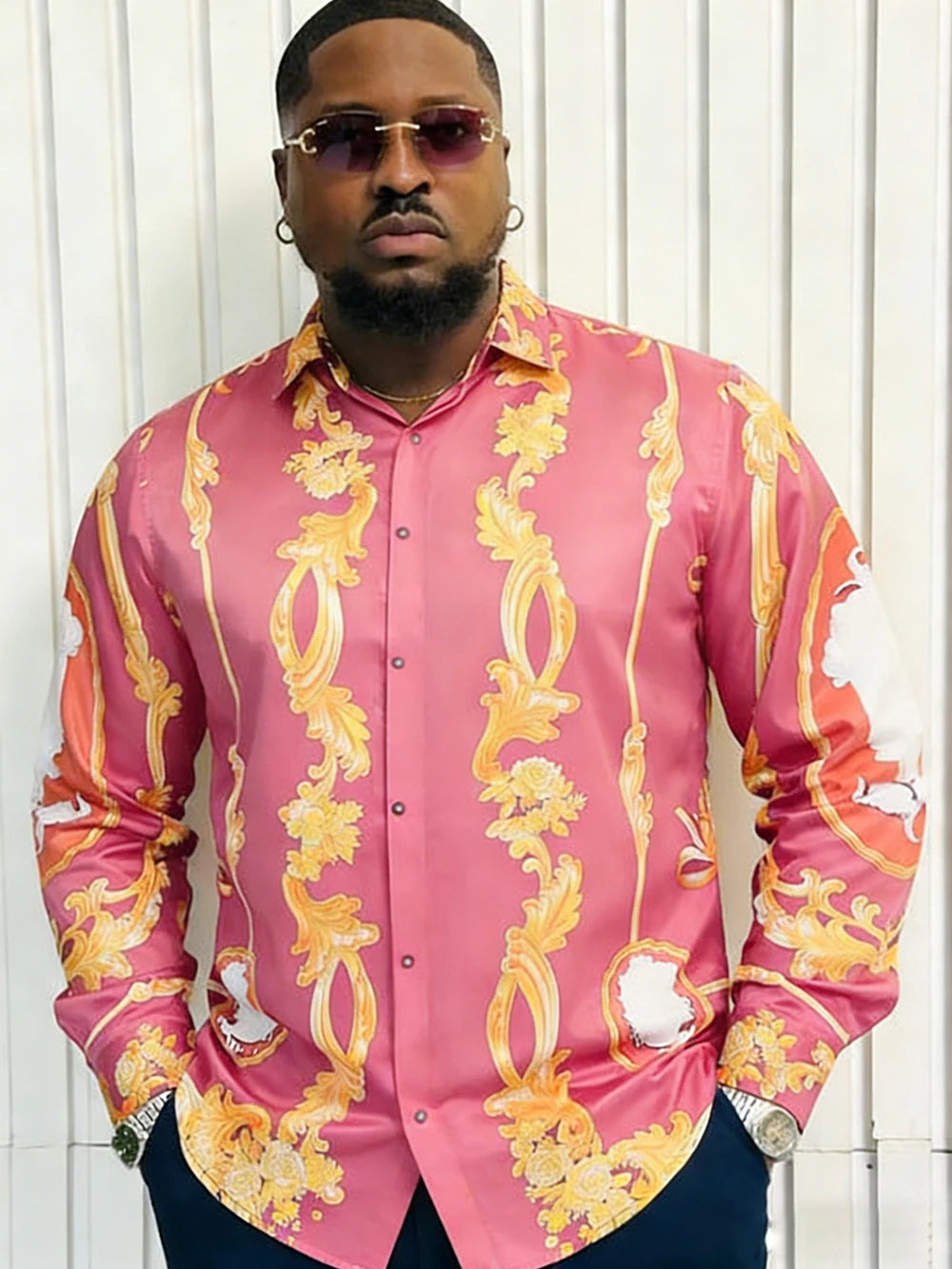 Chemise Homme Manches Longues – Impression 3D HD | Style Hawaï & Rétro Américain | Grande Taille