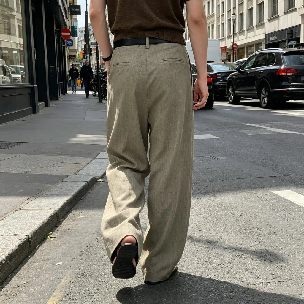 Pantalon large en lin pour homme – CLEVI Paris
