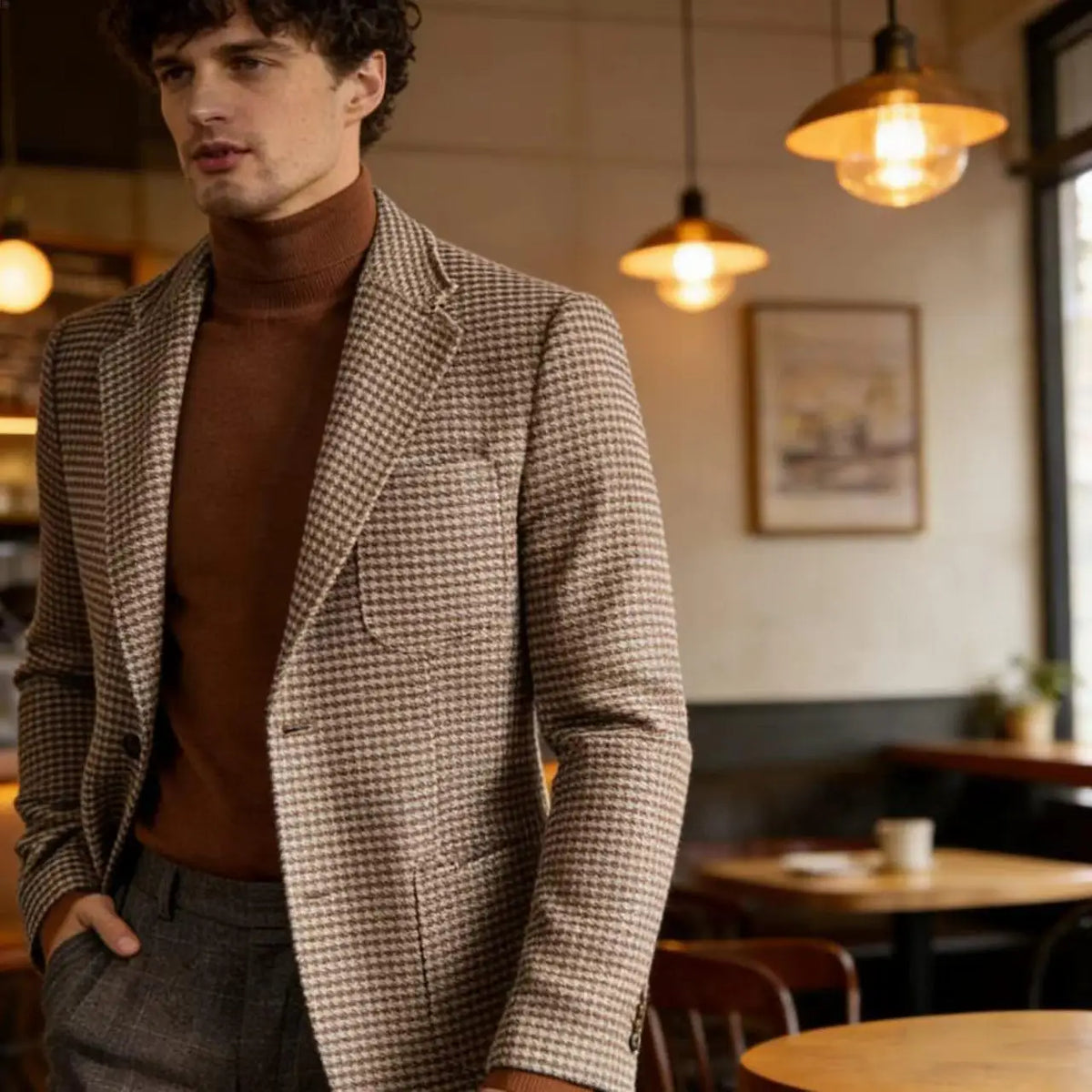 Blazer homme pied-de-poule en laine mélangée – CLEVI Paris