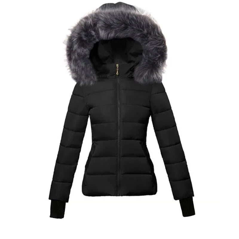 Parka Femme Coton Capuche Col Fourrure Slim Hiver XS-XXL – CLEVI Paris