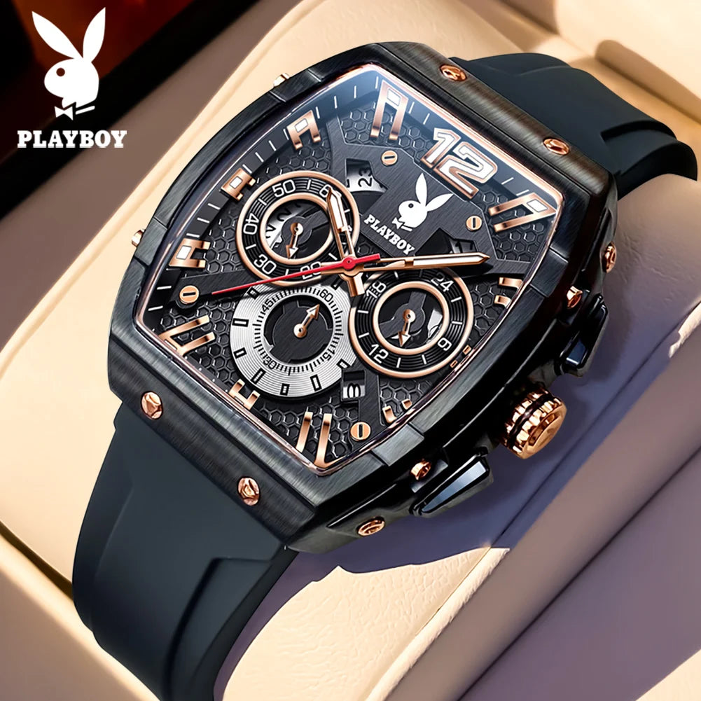 Montre Quartz Homme PLAYBOY 3075 Tonneau Calendrier Complet – CLEVI Paris