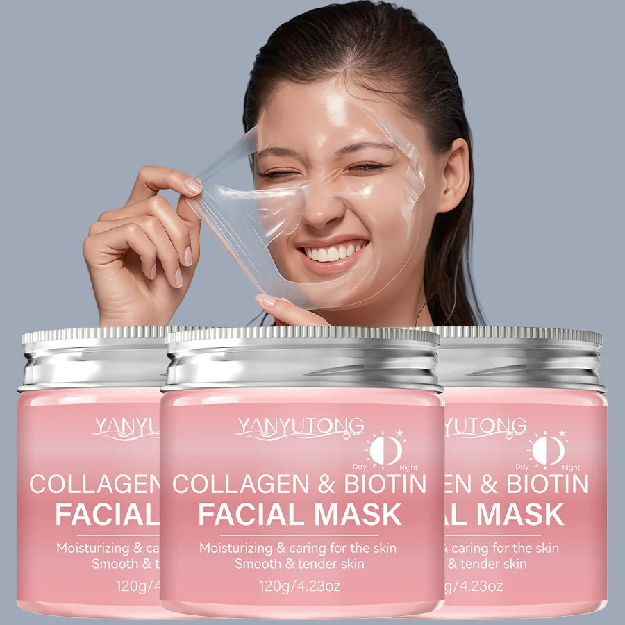 Masque Peel au Collagène & Biotine – Hydratation Profonde Jour & Nuit, Soin Éclatant