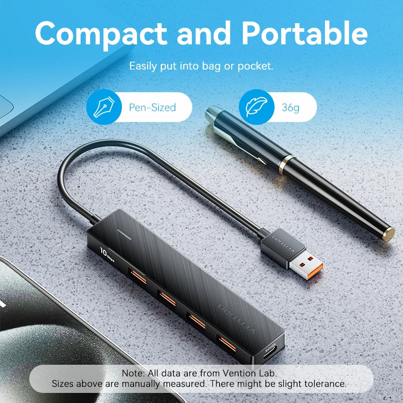Hub USB-C 3.2 Gen2 Vention 5 Ports 10Gbps Compact MacBook iPad PC – CLEVI Paris