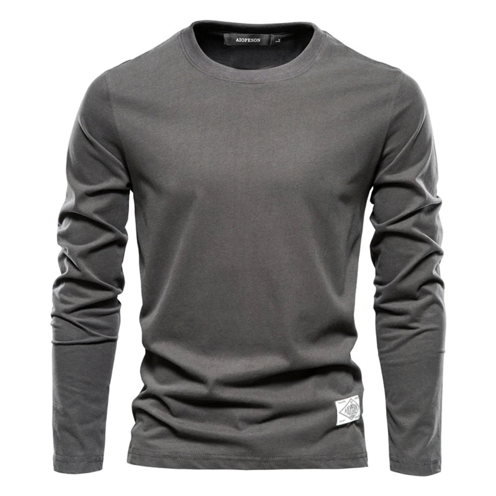 T-Shirt Homme 100% Coton Manches Longues Col Rond Uni 7 Coloris – CLEVI Paris