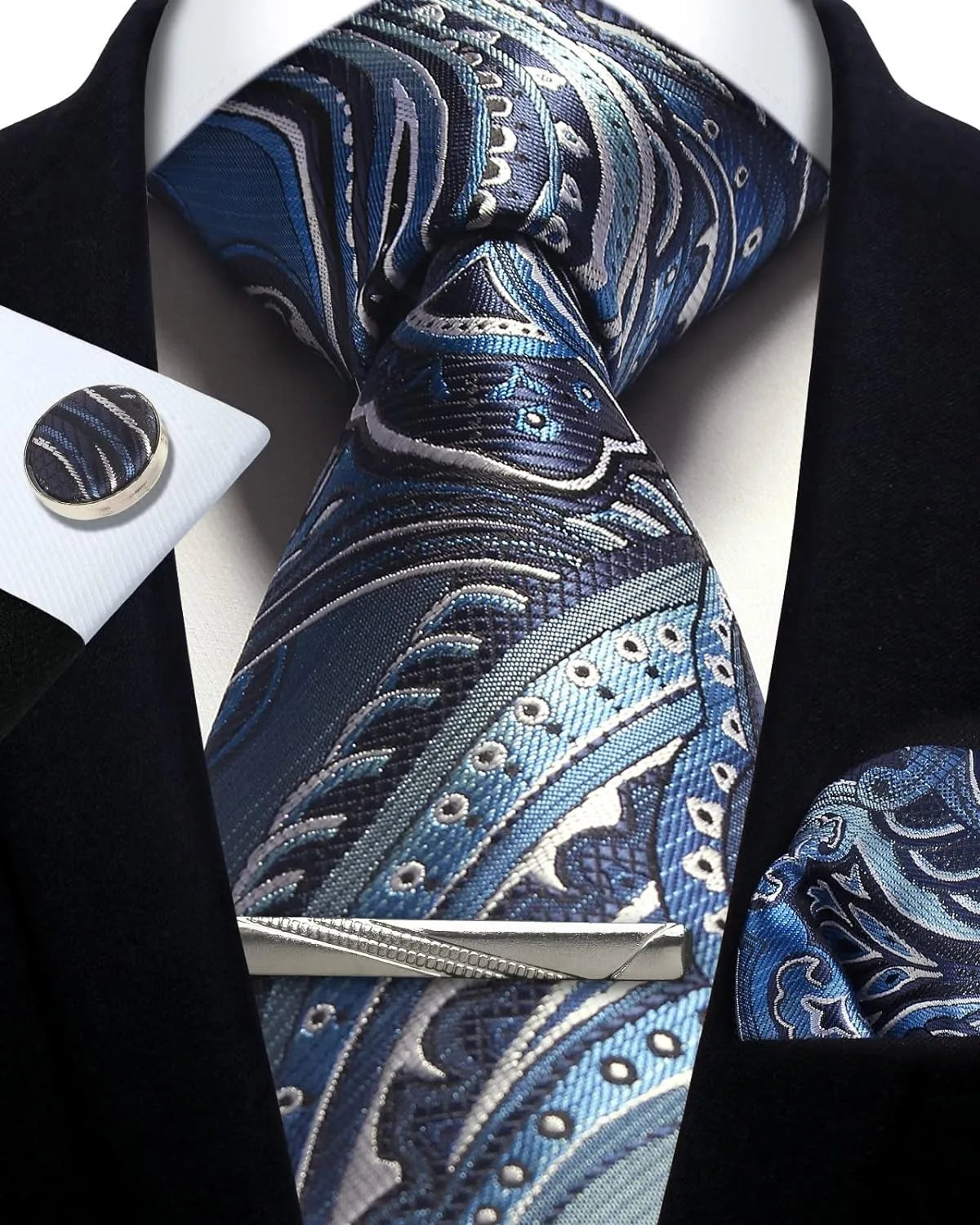 Ensemble cravate homme 4 pièces paisley – CLEVI Paris