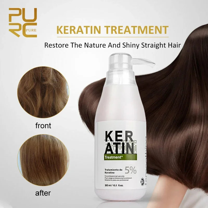 Traitement Kératine Brésilienne PURC 300ml – Lissage & Anti-Frisottis, 0% à 12%