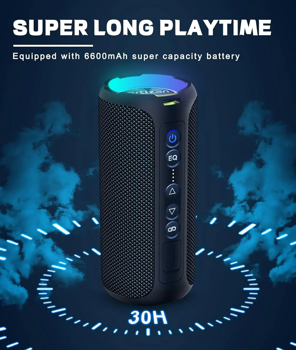 Enceinte Bluetooth 40W – IPX7, LED 7 Couleurs, TWS, 3 EQ, 6600mAh | Ortizan X8 Pro