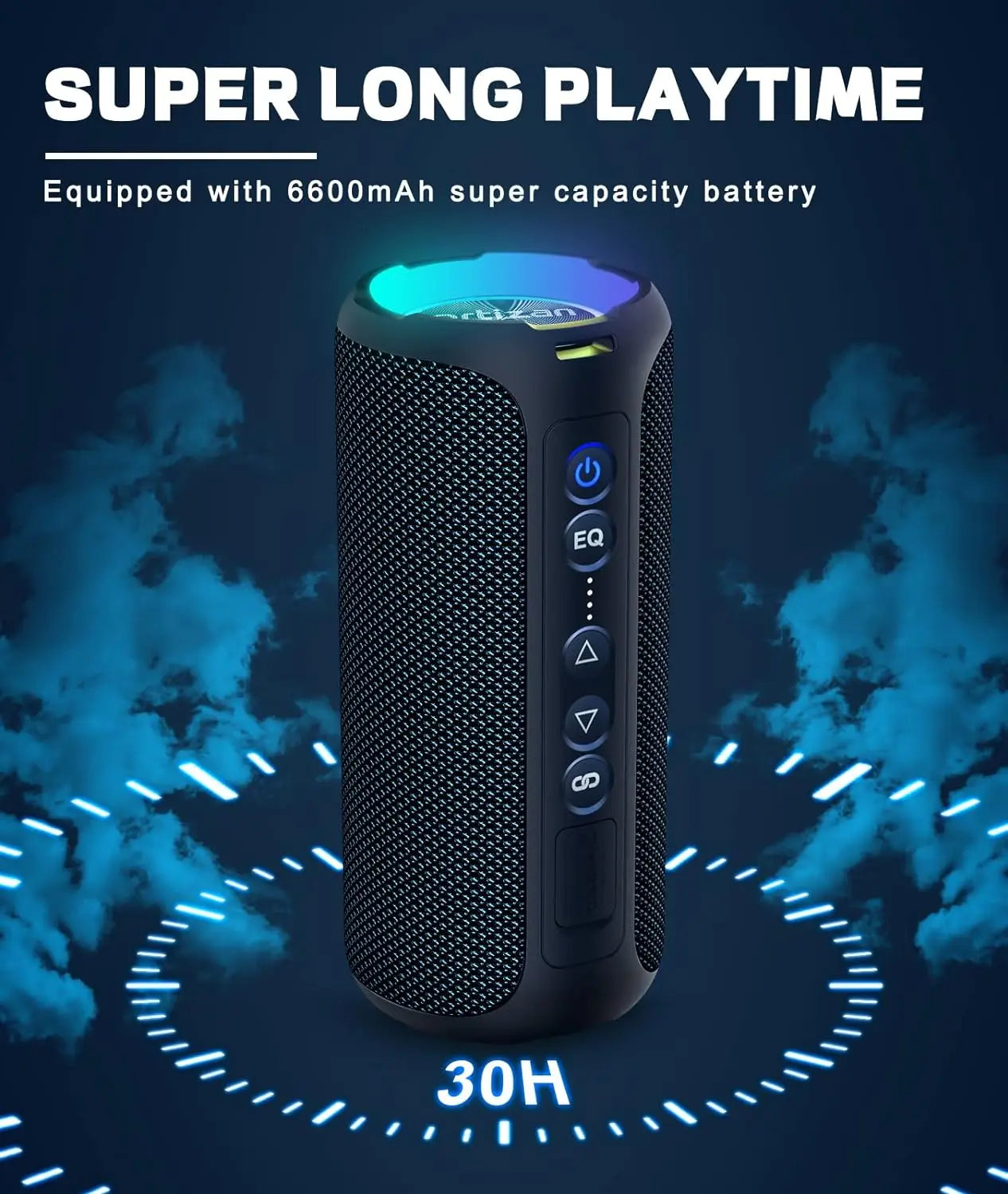 Enceinte Bluetooth 40W – IPX7, LED 7 Couleurs, TWS, 3 EQ, 6600mAh | Ortizan X8 Pro