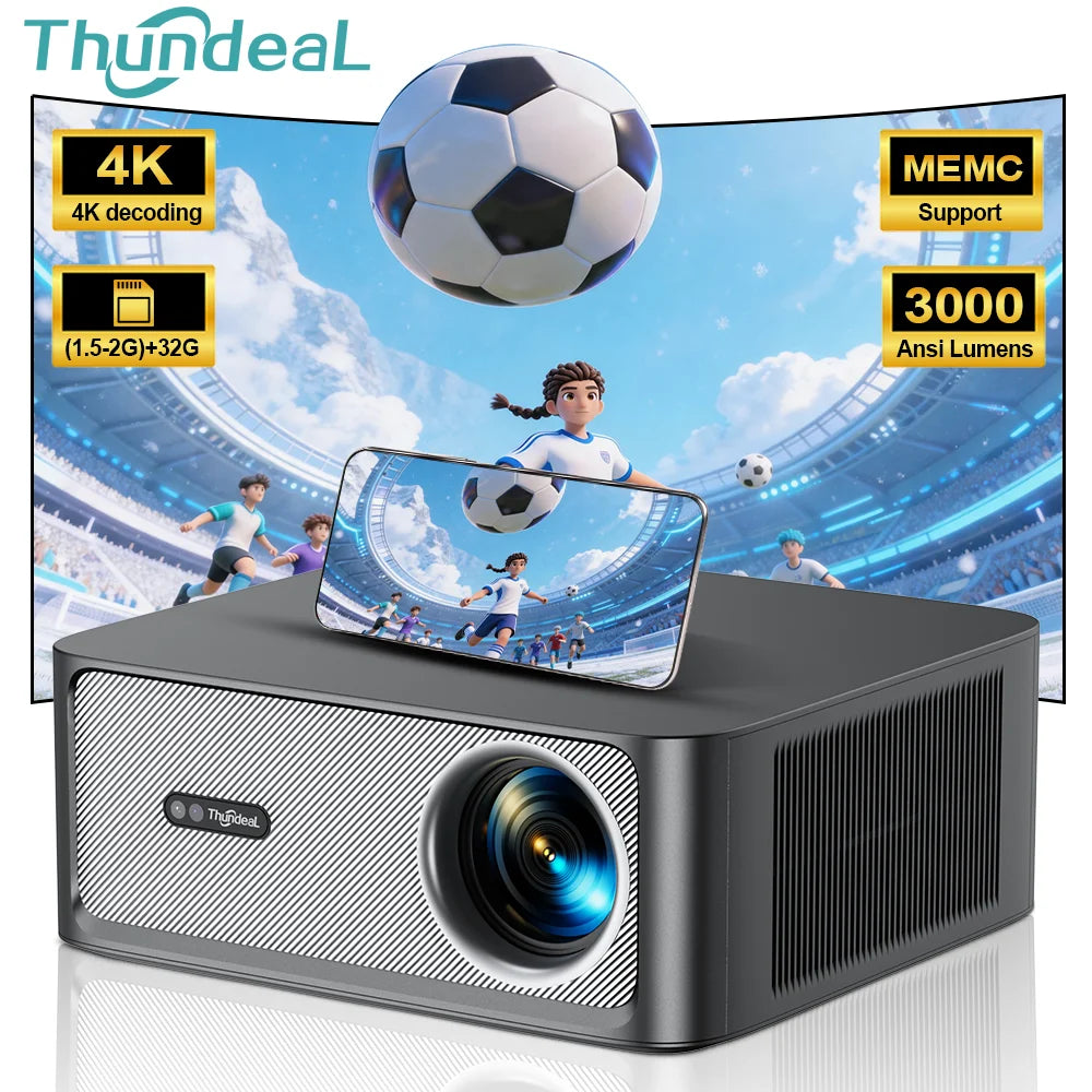 ThundeaL TD98 Pro Projecteur Android 11 1080P 4K 3000 ANSI MEMC Autofocus WiFi 6 BT 5.4 HDR10+ Son 30W Optique Fermée – CLEVI Paris