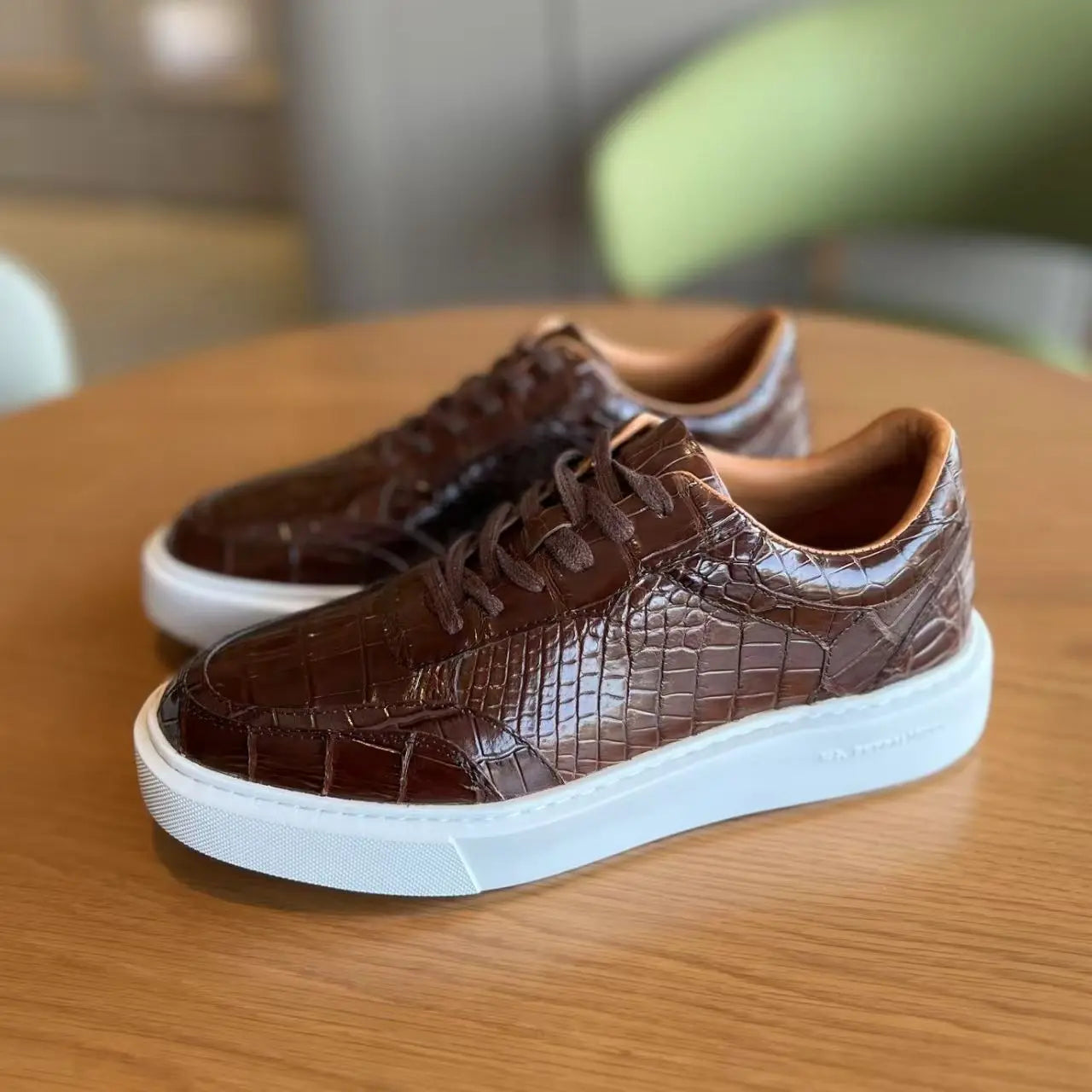 Sneakers Homme Cuir de Crocodile Véritable Casual Imperméables – CLEVI Paris