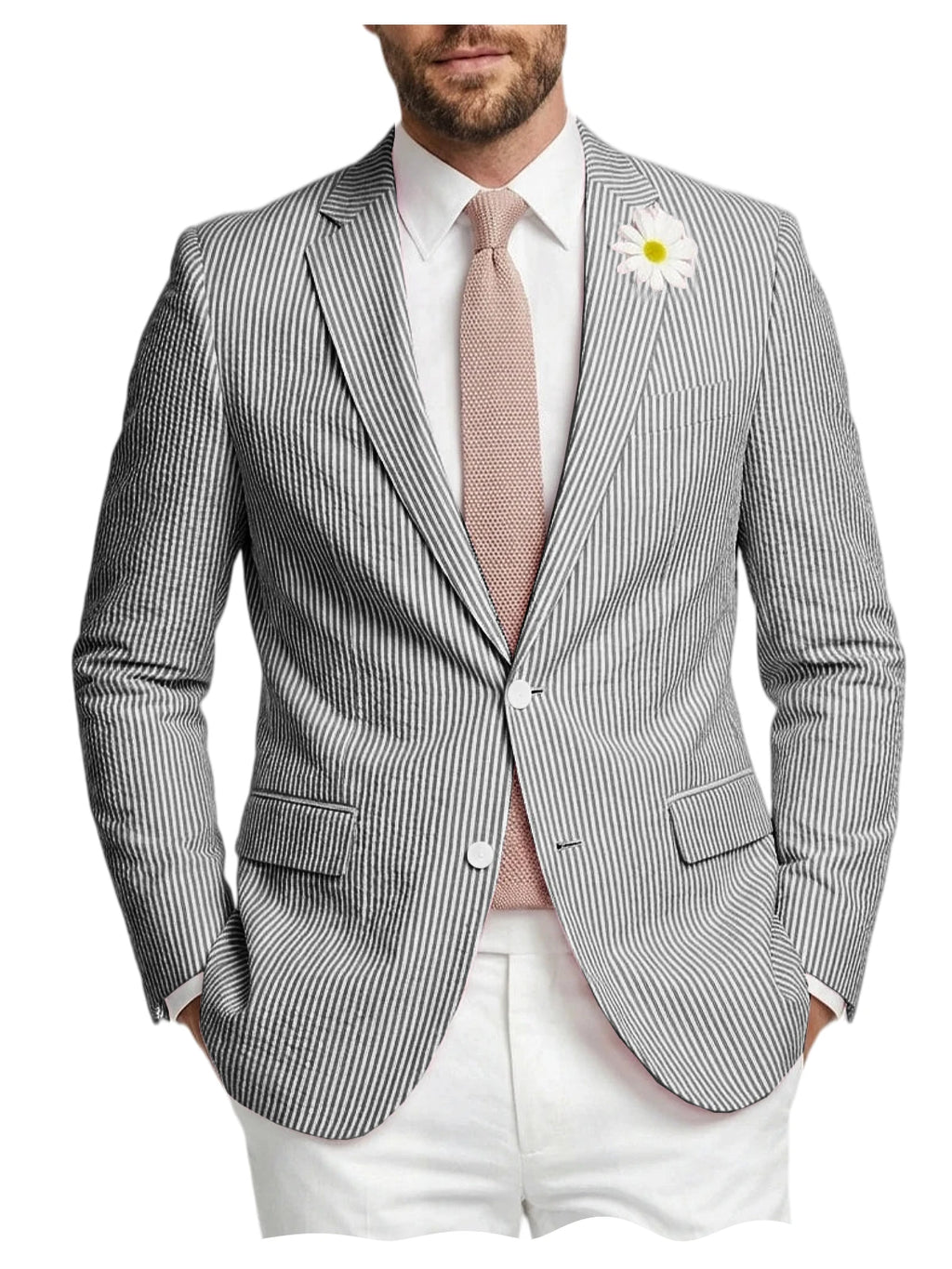 Blazer homme en tweed à chevrons, coupe droite – CLEVI Paris