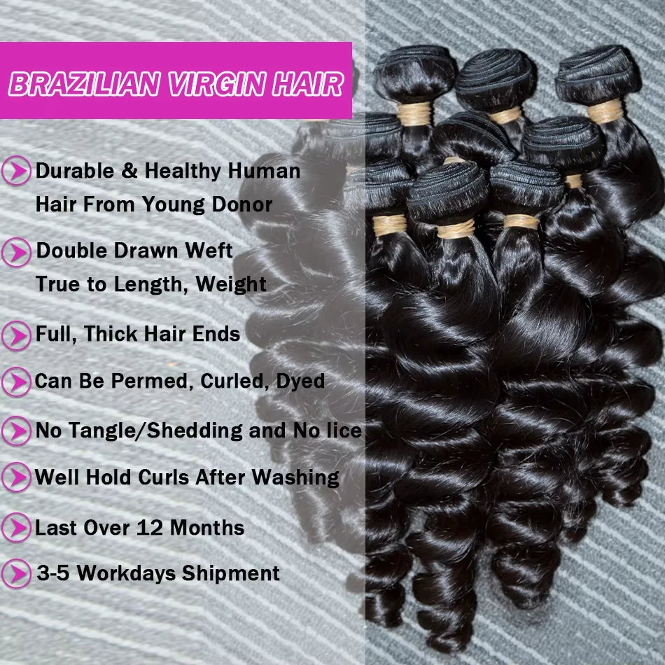 Loose Deep Wave Virgin Hair Extensions 1 2 3 4 Bundles – CLEVI Paris