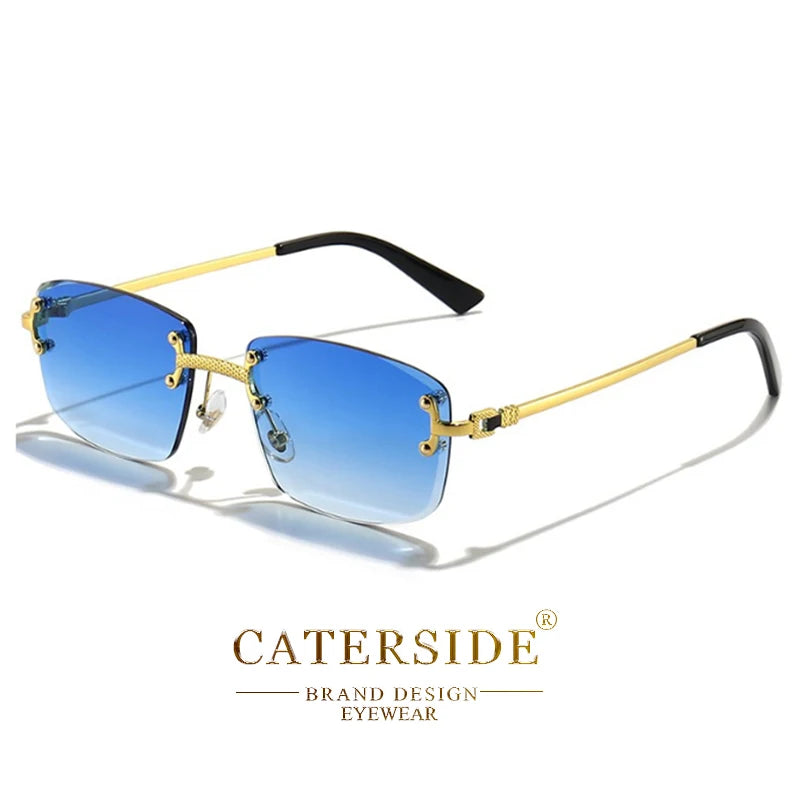 Lunettes de Soleil Rectangulaires Sans Monture Punk CATERSIDE – Verres Dégradés UV400 – CLEVI Paris