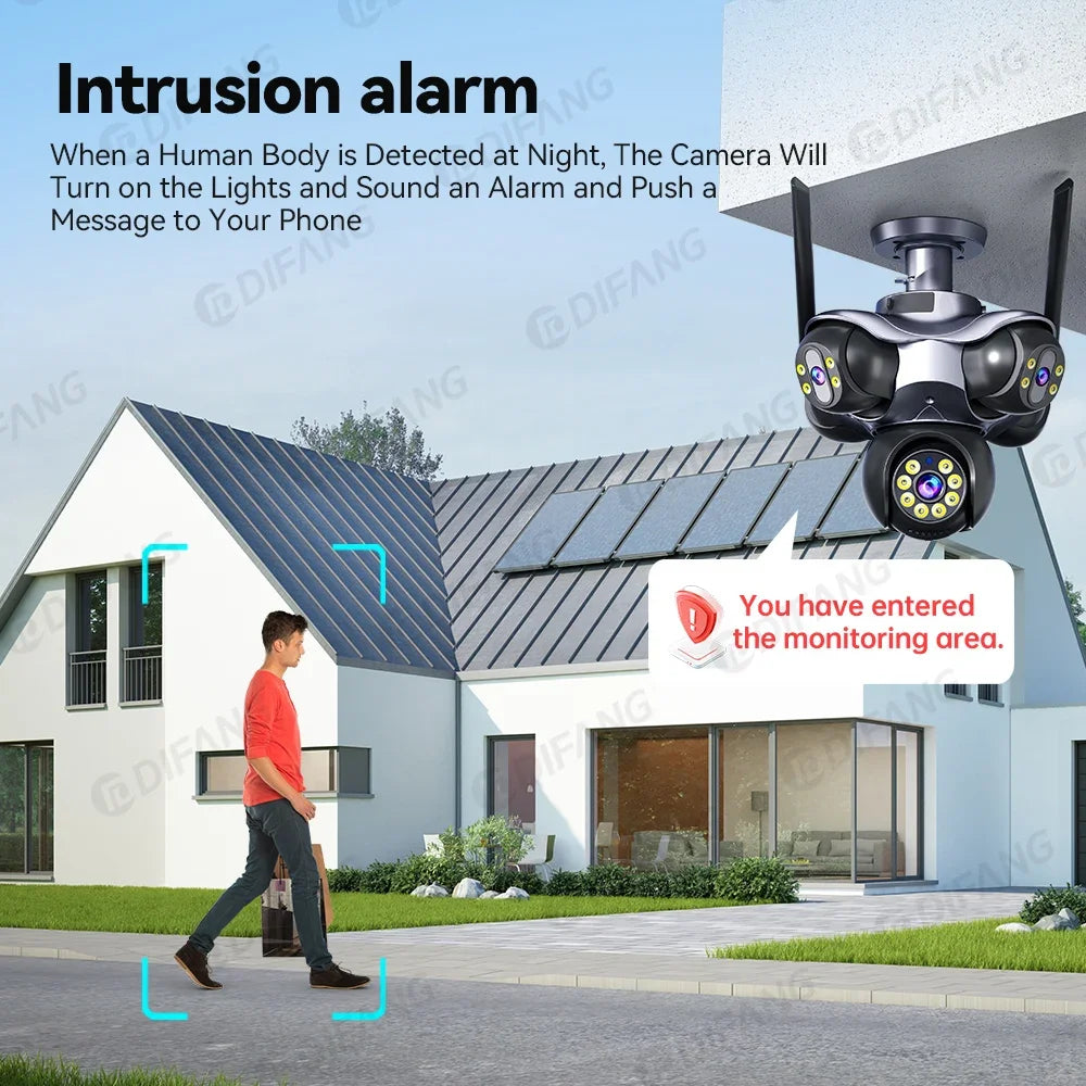 Caméra de Surveillance WiFi 20MP/25MP – 4 ou 5 Objectifs PTZ 360° Vision Nocturne – CLEVI Paris