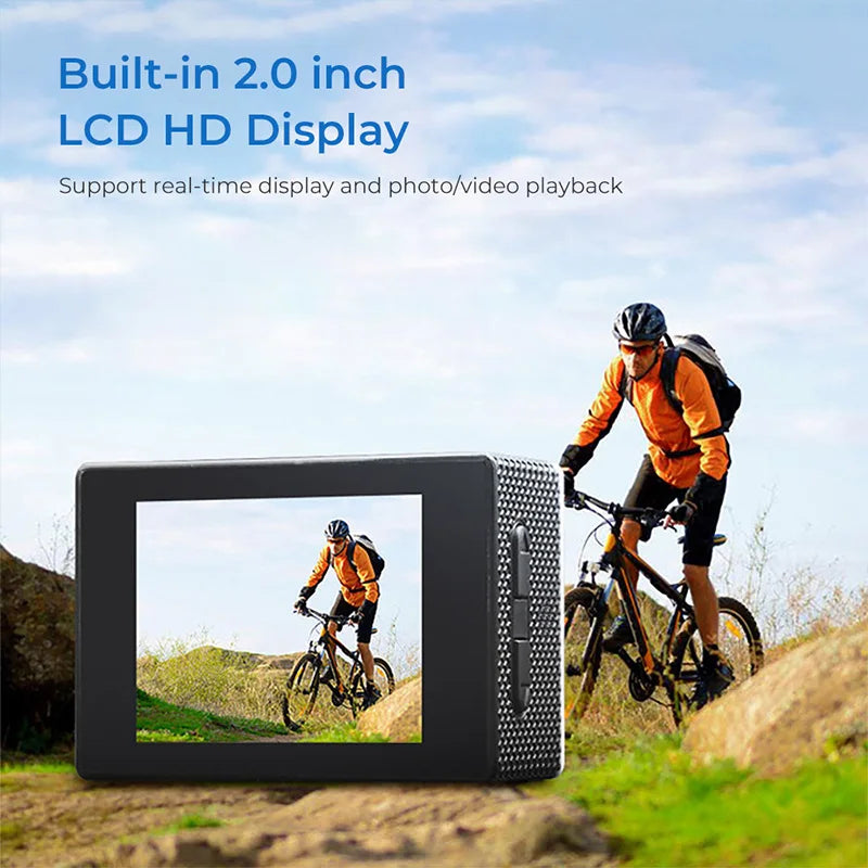 Action Cam 4K Ultra HD – Boîtier Étanche, Écran 2", Capteur Sony, Sports & Casque – CLEVI Paris