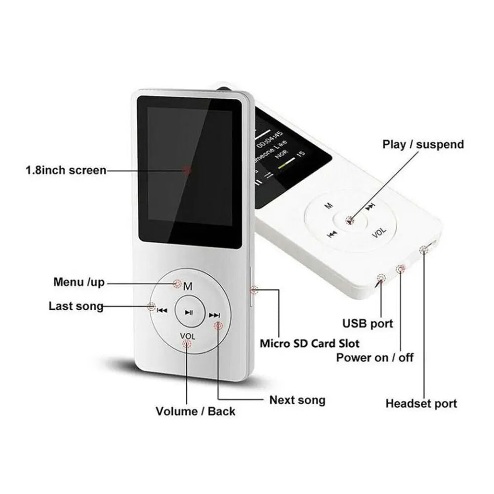 Lecteur MP3 Sport Bluetooth – Mini Walkman MP4, Radio FM & Enregistreur | 128 Go