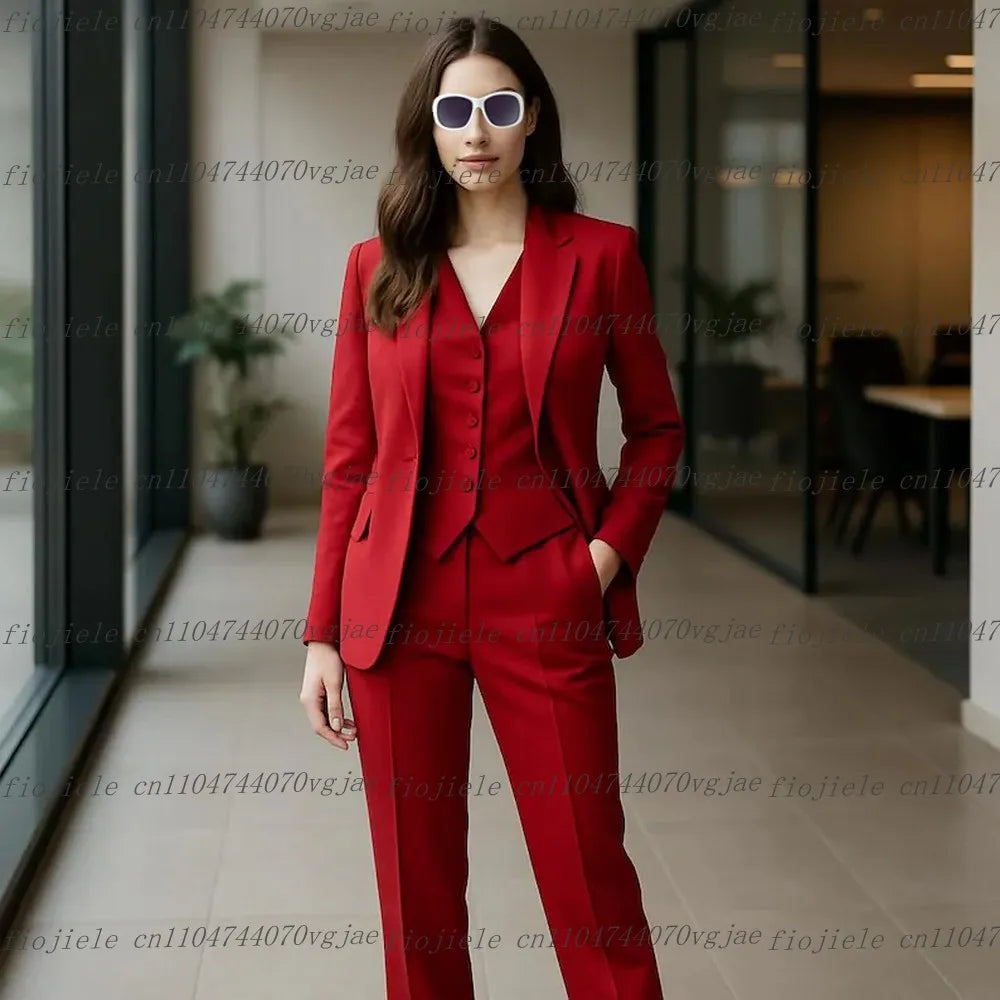 Costume 3 Pièces Femme – Blazer + Gilet + Pantalon | 25 Coloris | Business, Mariage & Cérémonie | S-4XL