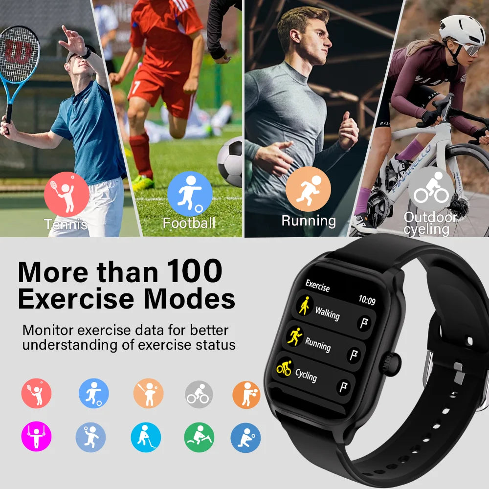 LAXASFIT H9 Plus Montre Connectée Sport — Écran 2.01" HD, Bluetooth, Appels, Cardio, SpO2 | CLEVI Paris