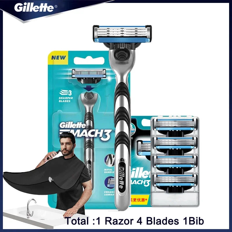 Rasoir Manuel Gillette Mach 3 Homme – 3 Lames Acier Inoxydable Bande Hydratante Rasage Précis – CLEVI Paris