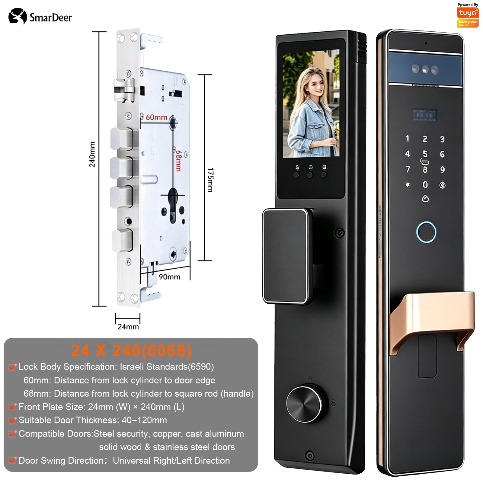 SmarDeer L9009 Serrure Connectée 3D Face & Veine Palmaire WiFi Tuya – CLEVI Paris