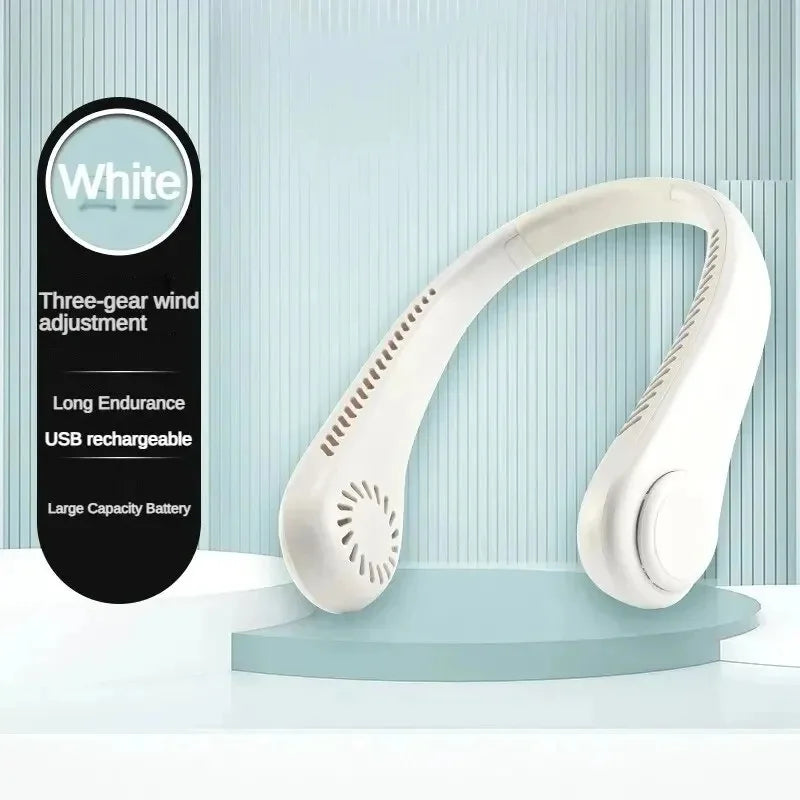 Ventilateur Tour de Cou Sans Lames 8000mAh 100 Vitesses LED USB Rechargeable – CLEVI Paris