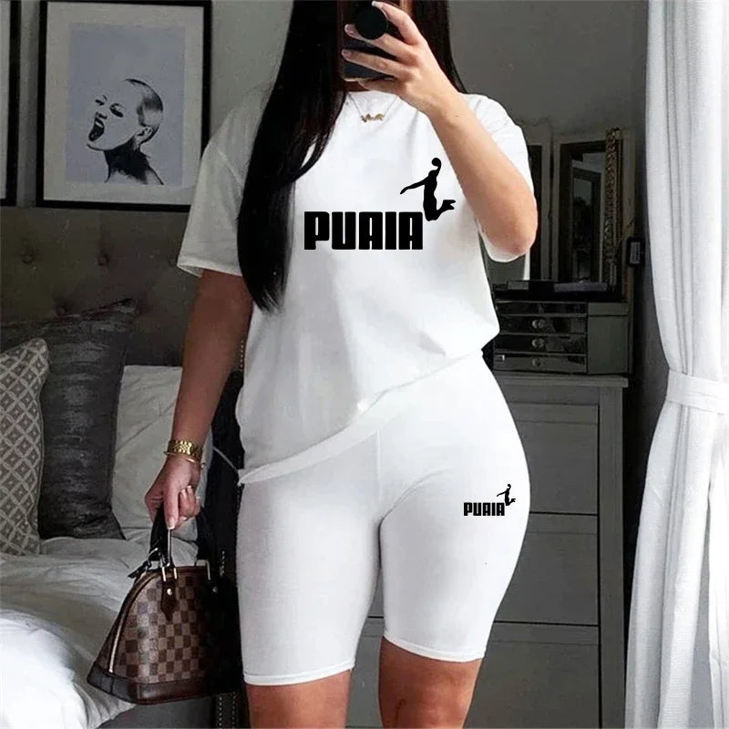 Ensemble 2 Pièces Femme T-Shirt Col Rond Manches Courtes Short Casual Été – CLEVI Paris