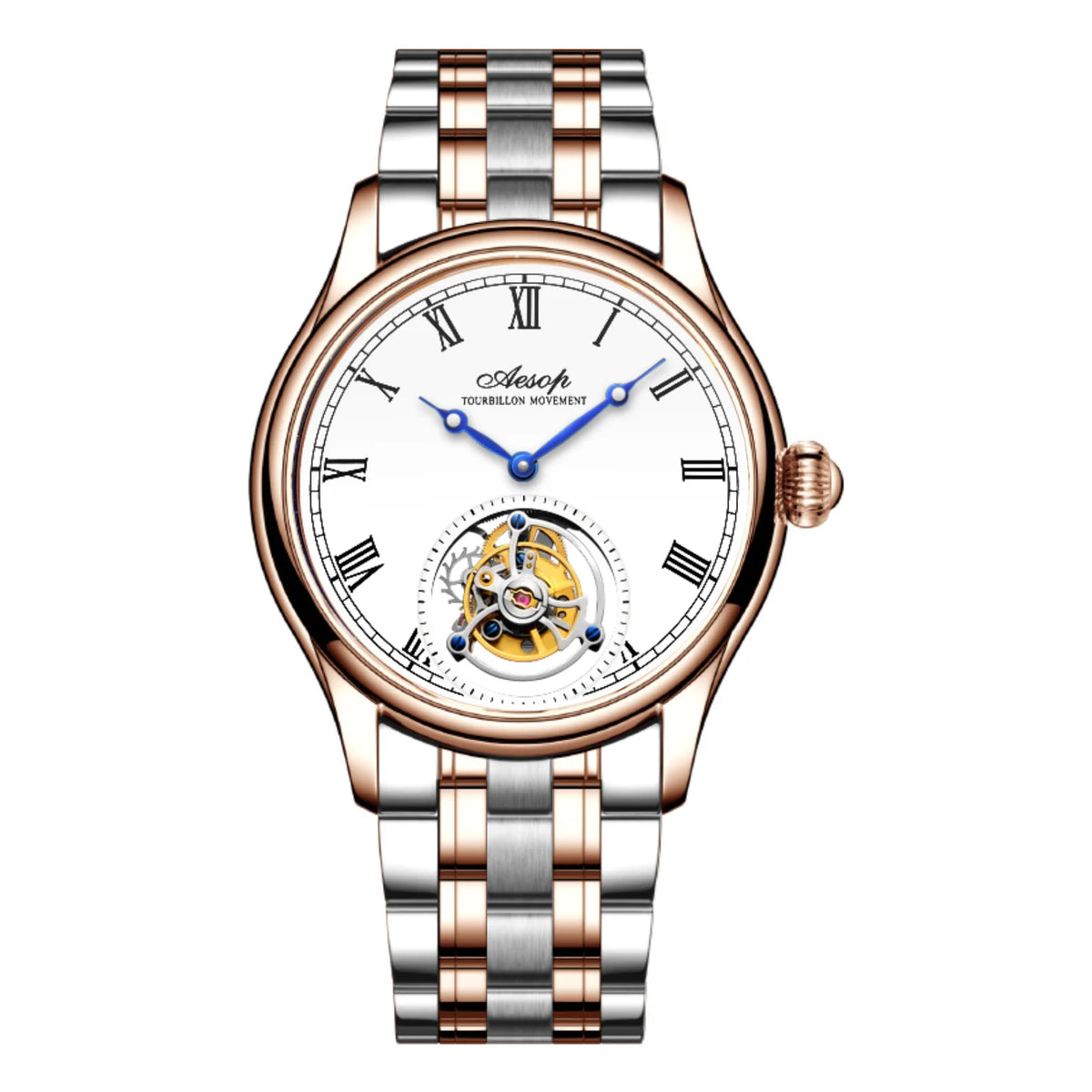 AESOP 7021 & 7061 Montre Homme Tourbillon Squelette Saphir Étanche 5ATM – CLEVI Paris