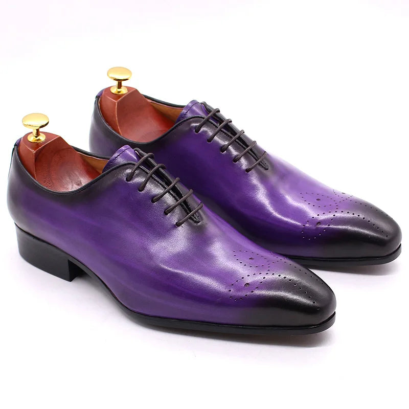 Oxford Homme Cuir de Vache Véritable Bout Pointu Style Italien Lacets Whole Cut | Mariage & Bureau EU 39-46