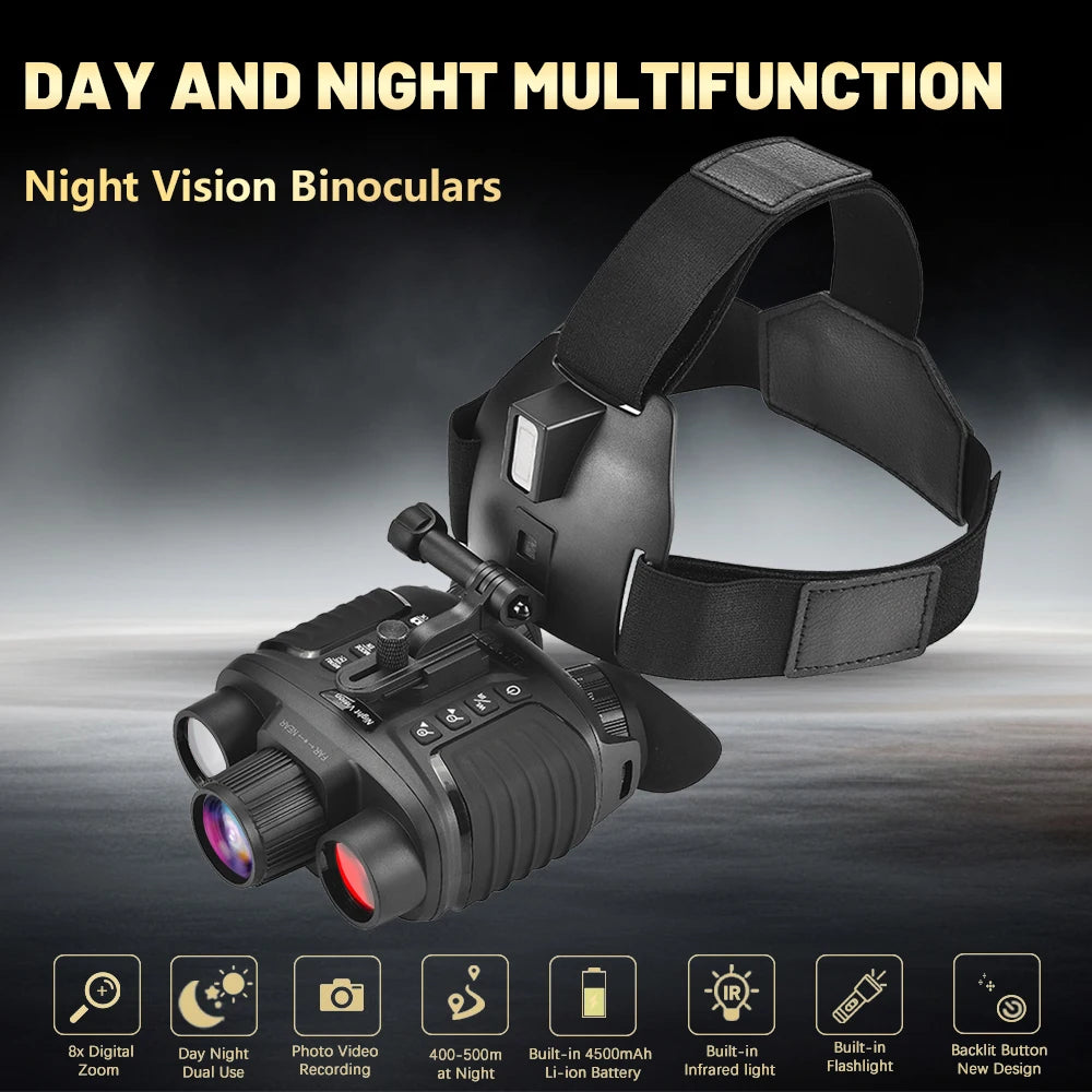 Jumelles Vision Nocturne 4K ZIYOUHU NV8360 – Portée sur Tête, Grossissement 7x, Zoom 8x, Écran 3", Batterie 4500 mAh, Chasse – CLEVI Paris