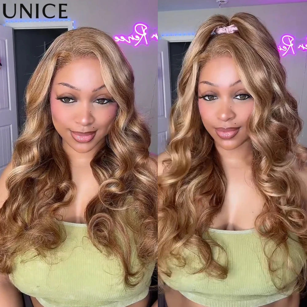 Perruque Body Wave blond miel 7x5 – CLEVI Paris