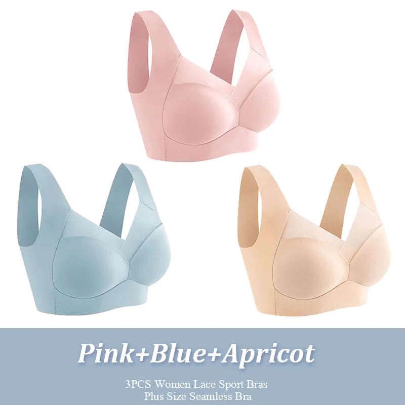 Lot de 3 Soutiens-Gorge Sport Sans Armature | Dentelle, Sans Coutures, Grande Taille – CLEVI Paris