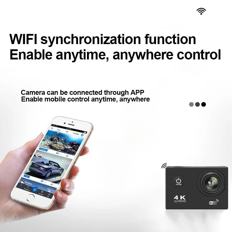 Caméra Action 4K Fomscvka – 1080P/60fps, WiFi, Étanche, Écran 2", Télécommande, 8 Coloris, microSD en Option