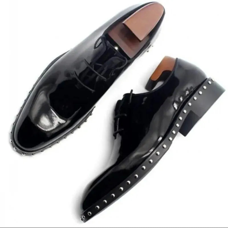 Derby Cuir Véritable Homme Rivets Fait Main Lacets Mariage & Bureau – CLEVI Paris