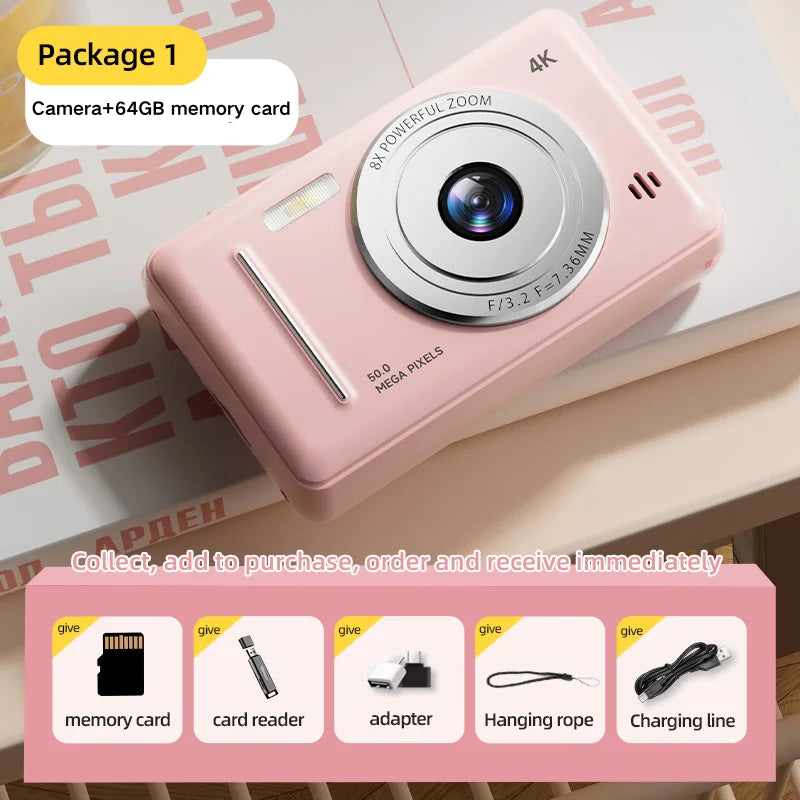 Appareil Photo Numérique 4K Rétro CCD – 50 MP, Double Flash & Autofocus – CLEVI Paris
