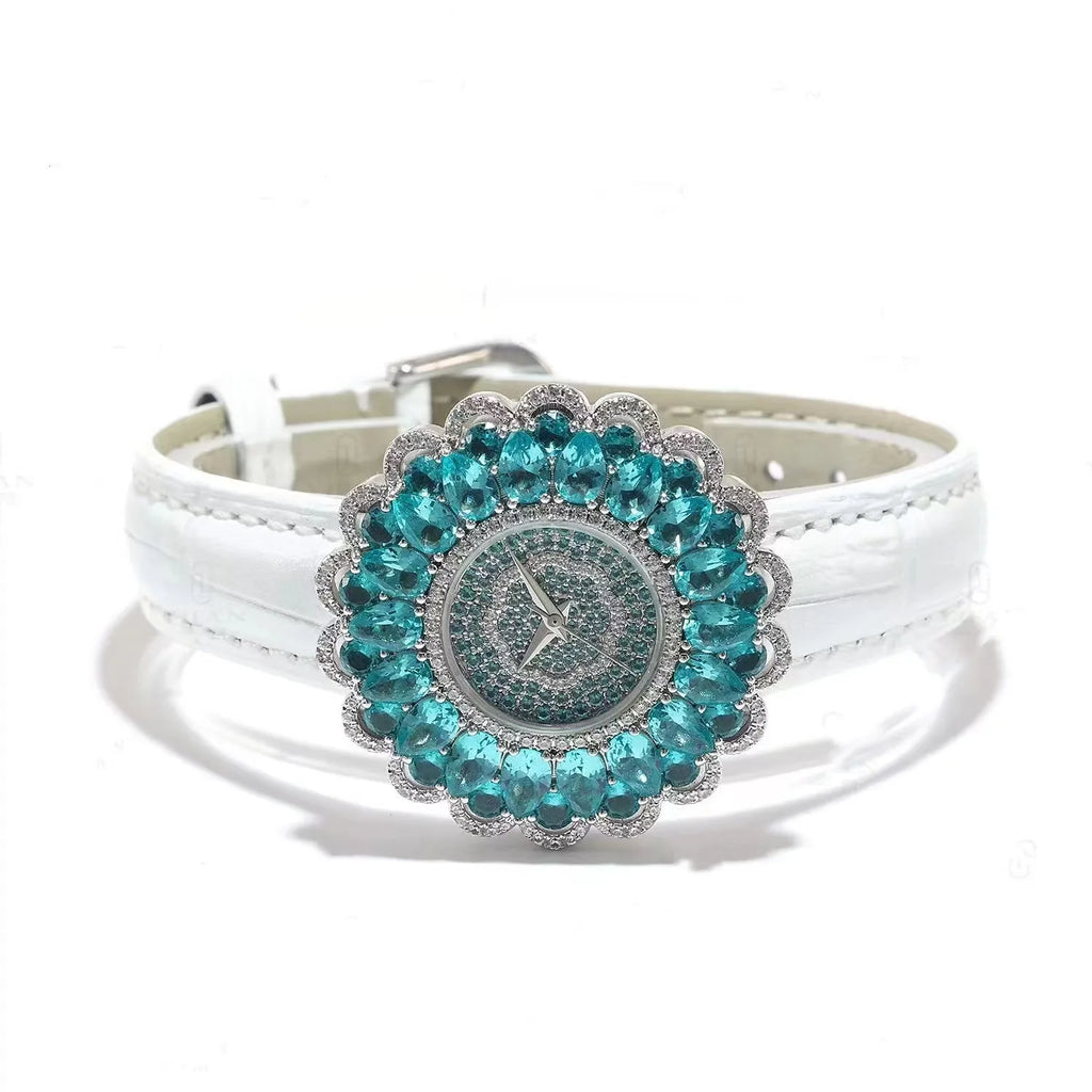 Montre Femme Bracelet Tourmaline Paraïba Quartz Cristal Saphir 10 Bar – CLEVI Paris
