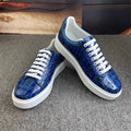 Sneakers Cuir Croco Bleu Peint Main Homme – CLEVI Paris