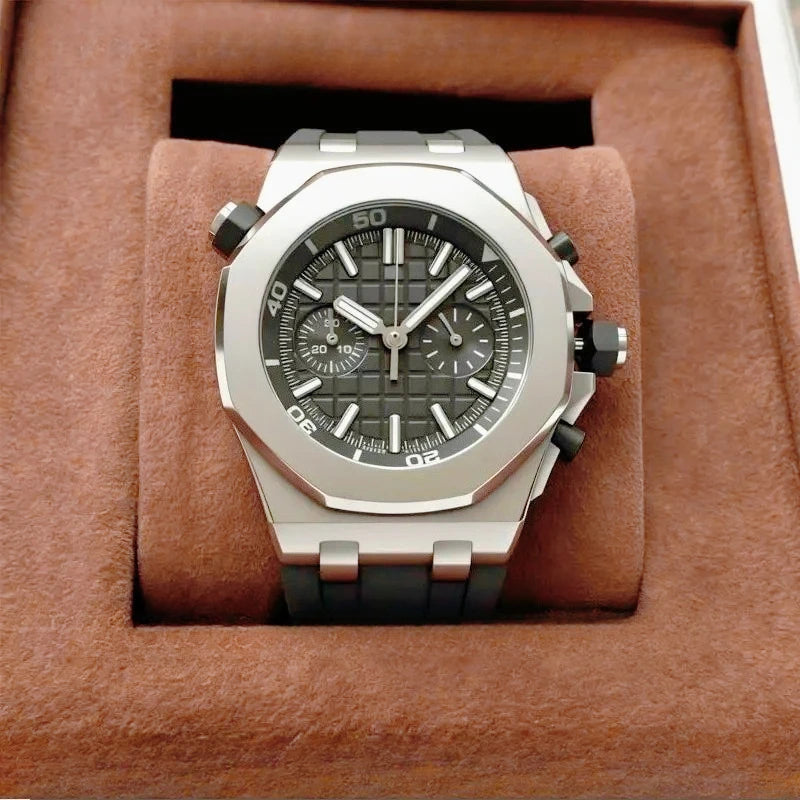 Montre Quartz Homme Chronographe Style Royal Oak Octogonal Acier Saphir VK63 – CLEVI Paris