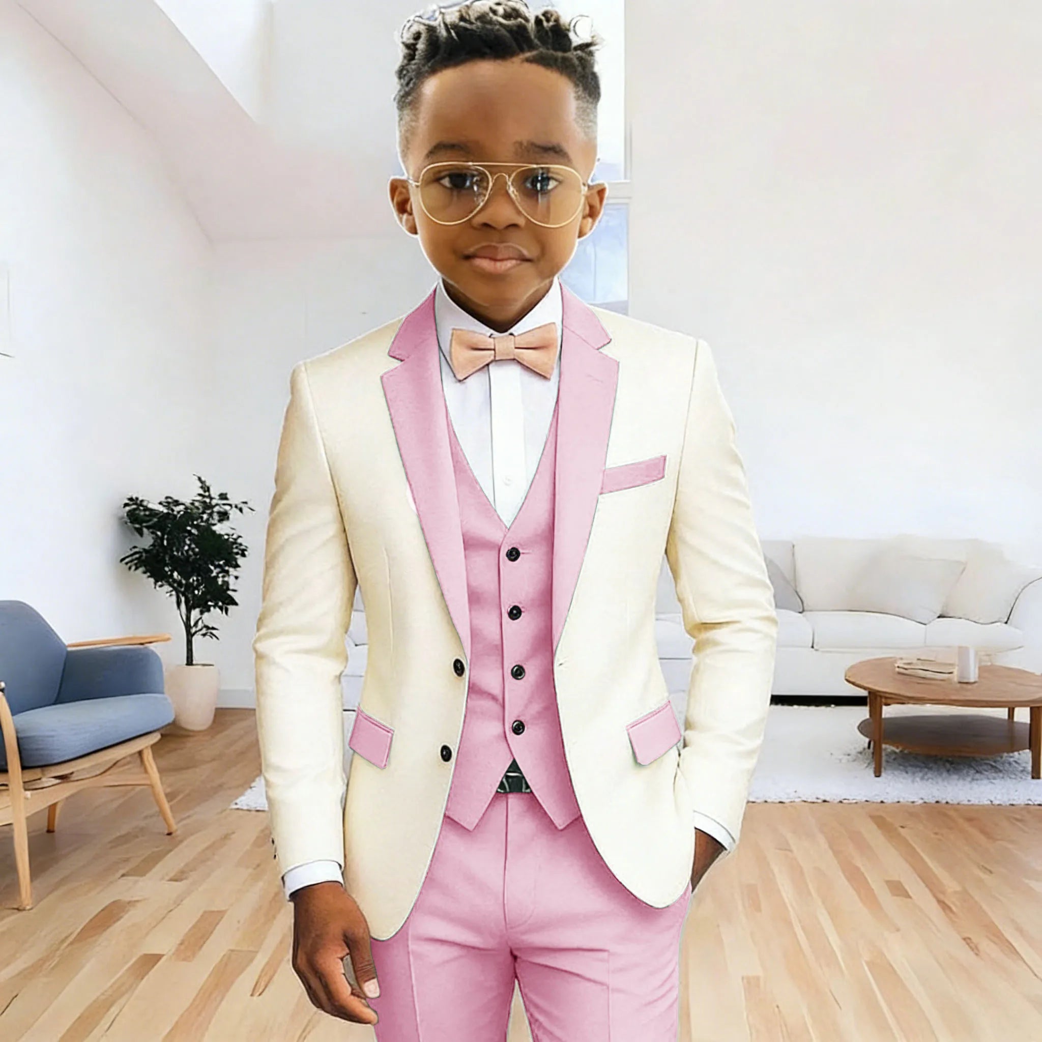 Costume 3 Pièces Garçon | Veste + Gilet + Pantalon | Mariage Cérémonie 2-16 Ans