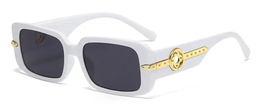 Lunettes de Soleil Rectangulaires Retro Petite Monture Fleur Métal UV400 Femme – CLEVI Paris