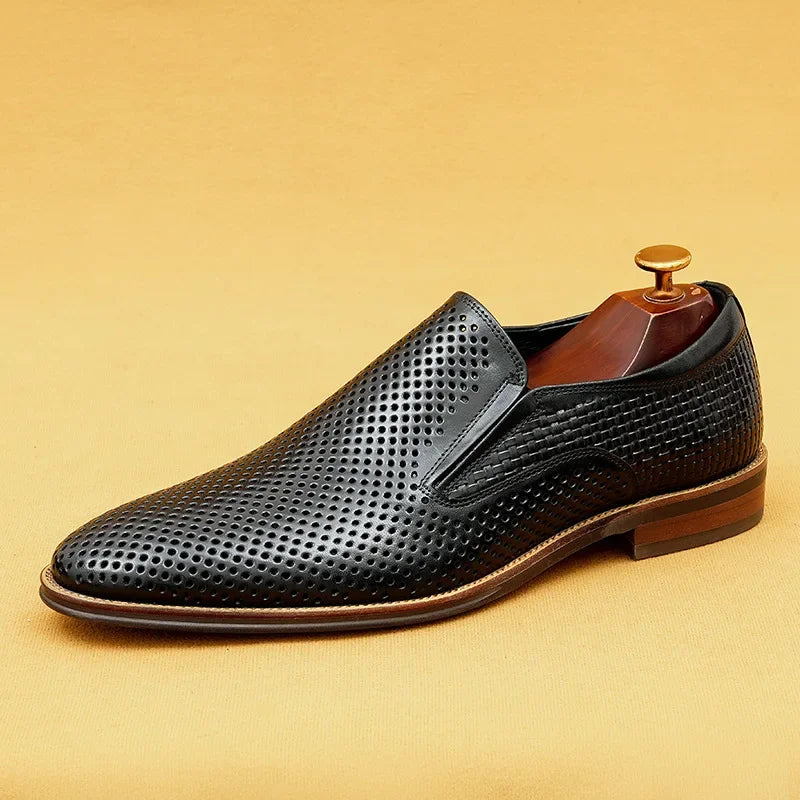 Mocassins Homme Cuir Vache Ajouré Slip-On Bout Rond Semelle Souple Respirant Style Britannique EU 37-46 ASTON M.JAZZ – CLEVI Paris