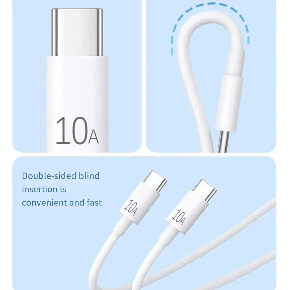 Câble USB-C vers USB-C 120W 10A Nylon Blanc 0,25m à 3m – CLEVI Paris