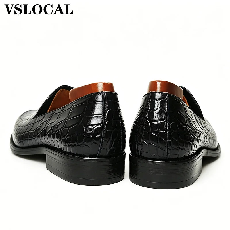 Mocassins Homme Luxe Cuir Véritable Imprimé Crocodile Slip-On – CLEVI Paris