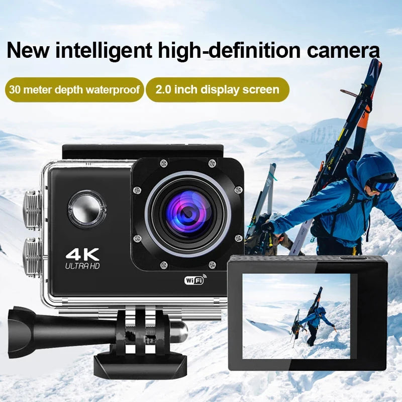 Caméra Action 4K Fomscvka – 1080P/60fps, WiFi, Étanche, Écran 2", Télécommande, 8 Coloris, microSD en Option