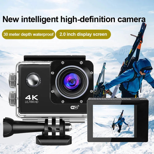 Caméra Action 4K Fomscvka – 1080P/60fps, WiFi, Étanche, Écran 2", Télécommande, 8 Coloris, microSD en Option